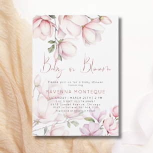 Baby in Bloom Magnolia Blush Blommig Bebis-fest Inbjudningar