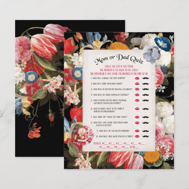 Baby in Bloom Mamma eller Pappa Frågesport Baby Sh (Fram/baksida)