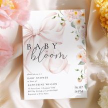Baby In Bloom Mjuk Rosa Slöja Barnkal Invitation
