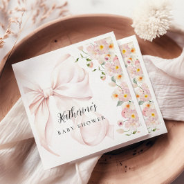 Baby In Bloom Mjuk Rosa Slöja Barnkal Invitation Pappersservett