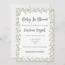 Baby In Bloom - Ömtåliga peonior Inbjudningar