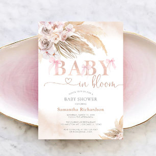 Baby In Bloom Pampas Baby Shower Inbjudan