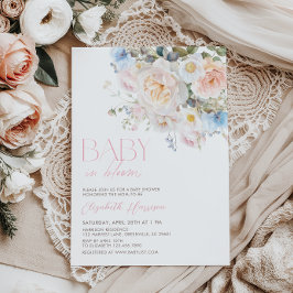 Baby In Bloom Pastel Floral Baby Shower Invitation Inbjudningar
