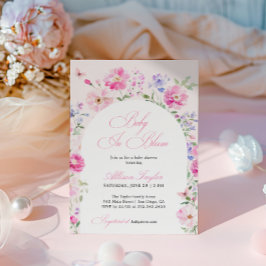 Baby In Bloom Pastel Pink Floral Arch Baby Shower Inbjudningar