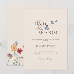Baby In Bloom Pastell Fjäril Blomma Bebis Bebis Sh Inbjudningar