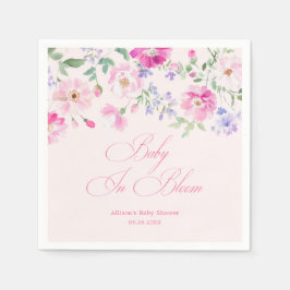 Baby In Bloom Pastell Rosa Blommig Barnkalas Pappersservett