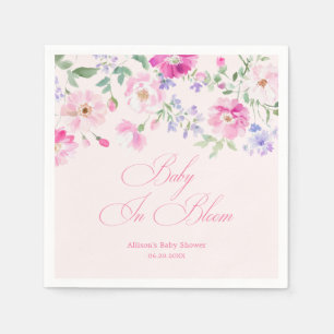 Baby In Bloom Pastell Rosa Blommig Barnkalas Pappersservett