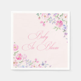 Baby In Bloom Pastell Rosa Blommig Barnkalas Pappersservett