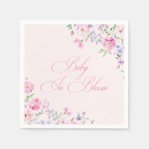 Baby In Bloom Pastell Rosa Blommig Barnkalas Pappersservett