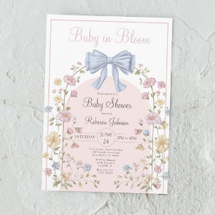 Baby In Bloom Pastell Vilda Blommor Bebisens Först Inbjudningar
