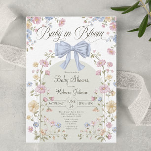 Baby In Bloom Pastell Vilda Blommor Bebisens Först Inbjudningar