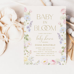Baby in Bloom Pastellträdgård Baby Shower Inbjudningar