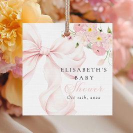 Baby in Bloom Pink Bow Baby Shower Gåvor Etiketter