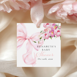 Baby in Bloom Pink Bow Baby Shower Gåvor Etiketter
