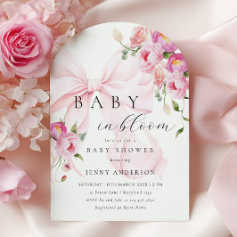 Baby In Bloom Pink Bow Baby Shower Invitation Inbjudningar