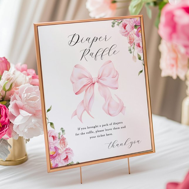 Baby in Bloom Pink Bow Diaper Raffle Poster (Skapare uppladdad)
