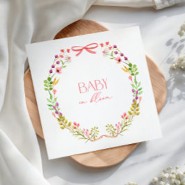 Baby in Bloom Pink Bow Floral Garden Baby Shower Pappersservett