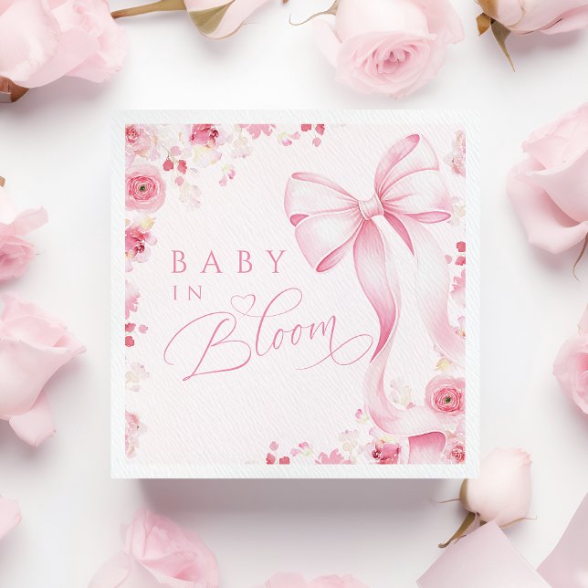 Baby in Bloom Pink  Bow Napkins  Pappersservett (Skapare uppladdad)