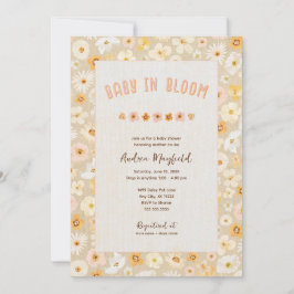 Baby in Bloom pressade blommor babykalas Inbjudningar
