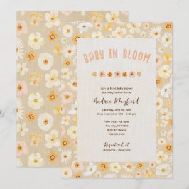 Baby in Bloom pressade blommor babykalas Inbjudningar