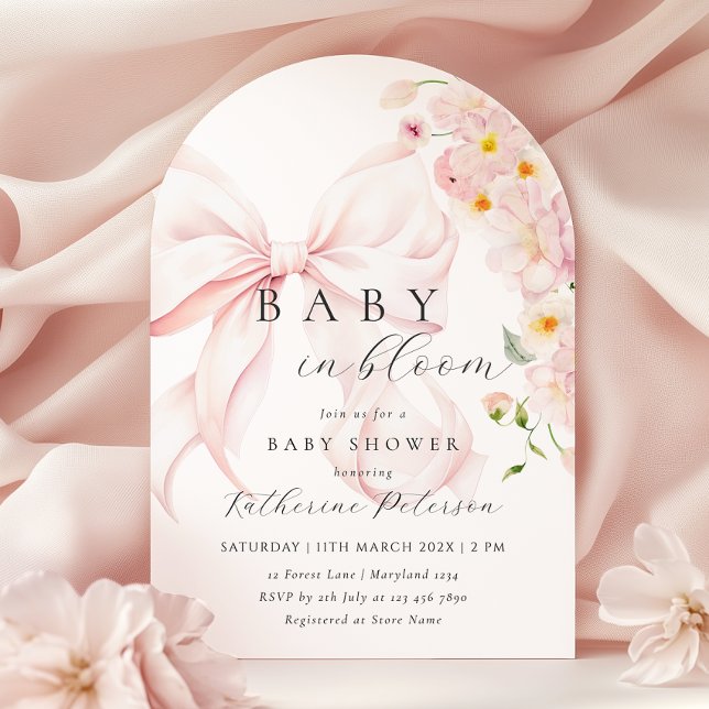 Baby In Bloom Rosa Babyshower Inbjudan (Skapare uppladdad)