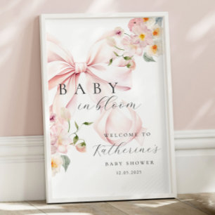 Baby In Bloom Rosa Båge Baby Shower Välkomstskylt Poster