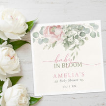 Baby in Bloom Rosa Blommig Akvarell Flicktema 