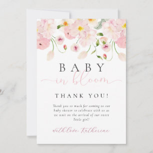Baby In Bloom Rosa Blommig Bebis Shower Inbjudningar