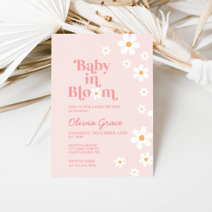 Baby in Bloom Rosa Daisy Barnrumsinbjudan Inbjudningar