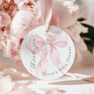 Baby in Bloom Rosa rosa Bow Floral Tack Gåvor Etiketter