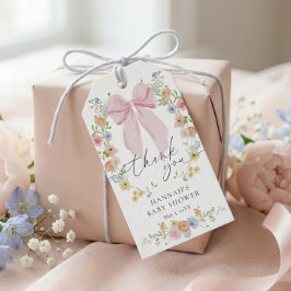 Baby in Bloom Rosa Rosett Förlossningsfest Presentetikett