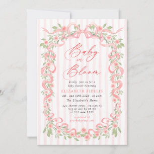 Baby in Bloom Rosa Slinga Blommor Rosor Barnkalas Inbjudningar