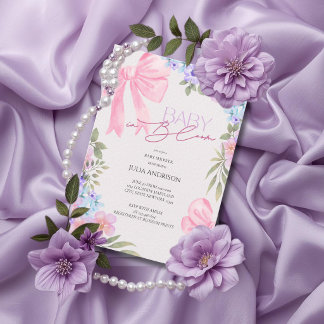 Baby In Bloom Rosa Slöja Babykalasinbjudan Inbjudningar