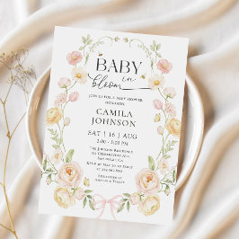 Baby in Bloom Rosa Slöja Babykalasinbjudan Inbjudningar