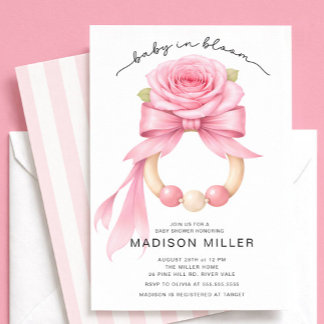 Baby in Bloom Rose Baby Shower Invitation Inbjudningar