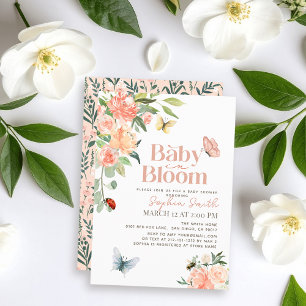 Baby in Bloom Rosor & Fjärilar Flicka Barnkalas Inbjudningar