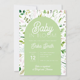 Baby in Bloom Salongsgrön Bebis Baby Shower Inbjud Inbjudningar