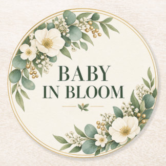 Baby in Bloom Salvia Grön Botanisk Underlägg Papper Rund