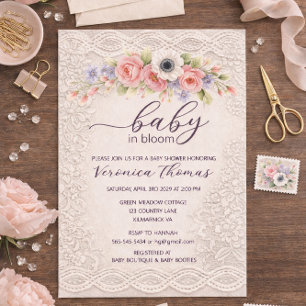 Baby in Bloom Söt Blommig Baby Shower Inbjudan