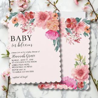 Baby in bloom spring floral girl Baby Shower Inbjudningar