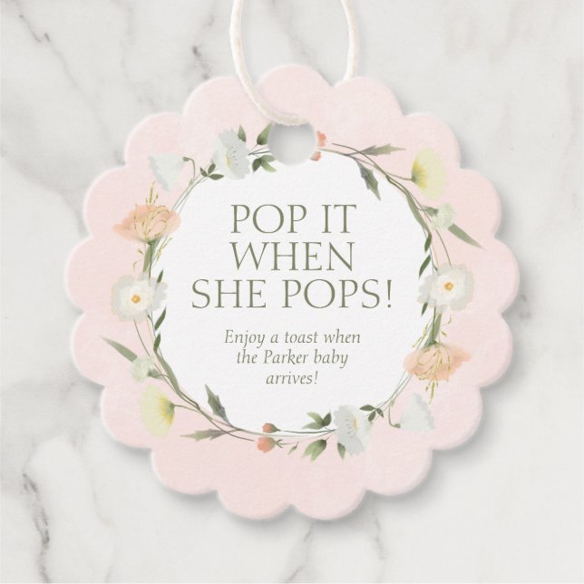Baby In Bloom Sprinkle Pop It When She Pops Gåvor Etiketter (Framsida)