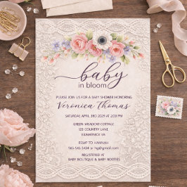 Baby in Bloom Sweet Floral Baby Shower Invitation Inbjudningar