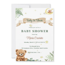 "Baby In Bloom" Teddybjörn Bebis Shower Inbjudan