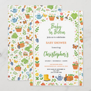 Baby in Bloom Trädgårds-Baby Shower Söt Blomma Inbjudningar