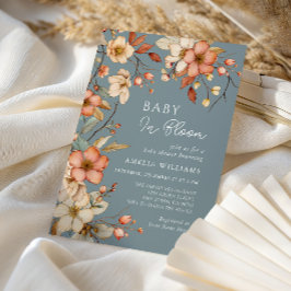 Baby In Bloom Trädgårdsblommig Baby Shower Dammig Inbjudningar