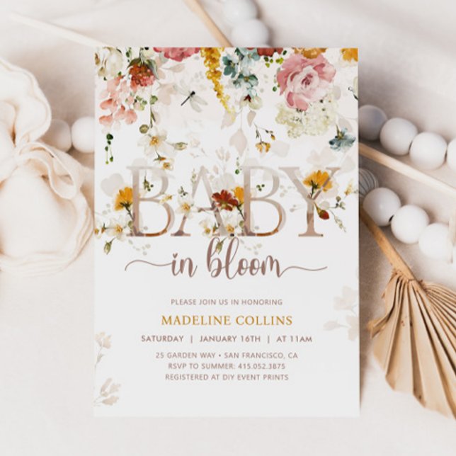 Baby In Bloom Trädgårdsfest för baby med vilda blo Inbjudningar (Skapare uppladdad)