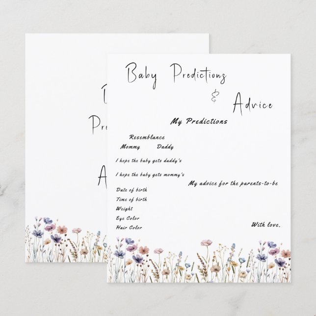 Baby In Bloom Vildblomma Baby Shower Spel Flyer (Fram/baksida)