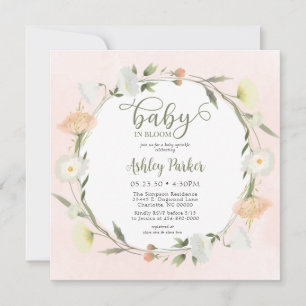 Baby In Bloom Vildblomma Baby Sprinkle Inbjudan