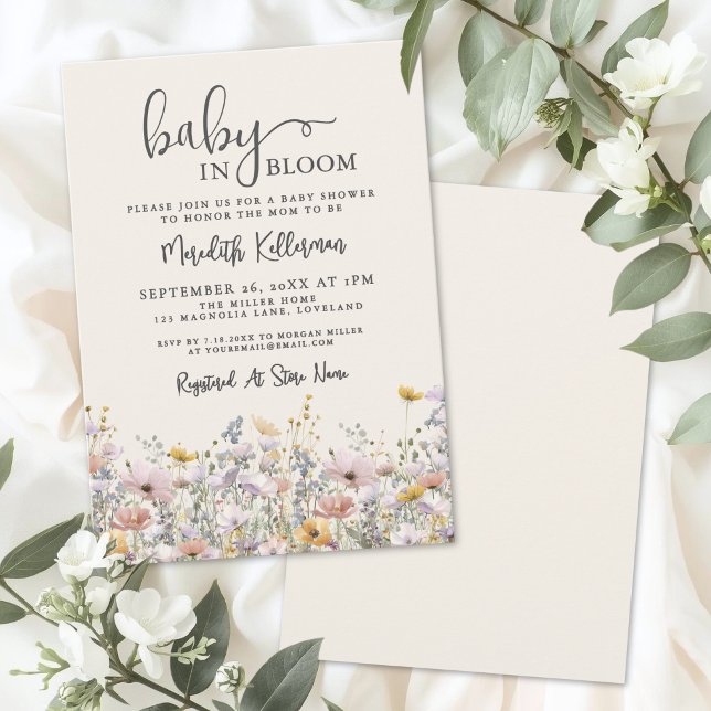 Baby In Bloom Vildblomma Barnkalas Inbjudningar (Baby In Bloom Wildflower Baby Shower Invitation)