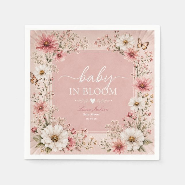 Baby in Bloom Vildblomma Barnkalas  Pappersservett (Framsidan)